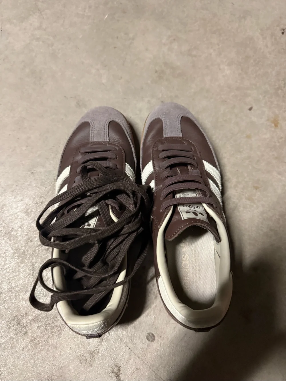 Adidas Men’s Size Brown Samba Sneakers with White/Cream Stripes